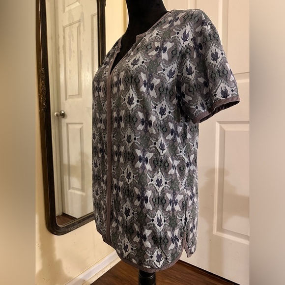 Tory Burch silk printed short sleeve blouse tunic 4 - Picture 2 of 6